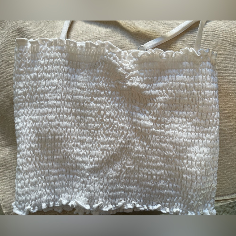 Reformation white linen crop top